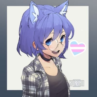 My cartoony picture. It's a catgirl with light purple hair wearing glasses and a flannel shirt.
